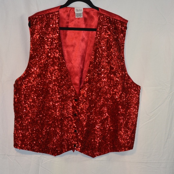 Sequinned Red Vest Unisex 3X - Picture 1 of 4